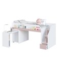 Ver imagem 6 de Cama Infanto Juvenil Estação de Trabalho Cor Branco com Rosa com Colchão Incluso