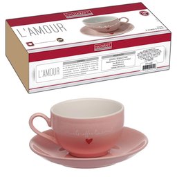 Jogo 6 Xícaras de Café Rosa com Coração 160ml - Hauskraft - 3