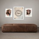 Ver imagem 2 de Set 3 Quadros Jesus Cristo - Pai Nosso:moldura Preta