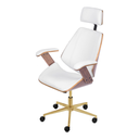 Ver imagem 1 de Cadeira Presidente Bergen Giratória - Branca | Dourado Matte