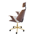 Ver imagem 3 de Cadeira Presidente Bergen Giratória - Branca | Dourado Matte