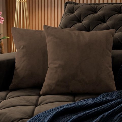 Almofadas Kit Plumie de 45x45cm 2 Uni Boucle Marrom Cama Inbox