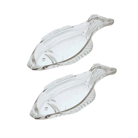 Kit 2 Travessas Vidro Fish 29x16cm