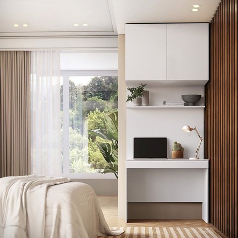 Escrivaninha com Painel e Aéreo 1 Gaveta 2 Portas MDF Altezza