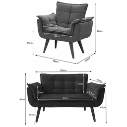 KIT Namoradeira Opala + 2 Poltronas para Sala Azul Turquesa - 4