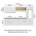 Ver imagem 4 de Armário de Cozinha Completa 100% MDF 310cm Frentes Branco Brilho Acordes Madesa 01