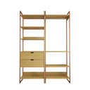 Ver imagem 3 de Guarda Roupa Aberto Industrial Casal 2 Módulos Canela Cabideiro com Gavetas Base Cobre