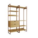 Ver imagem 2 de Guarda Roupa Aberto Industrial Casal 2 Módulos Canela Cabideiro com Gavetas Base Cobre