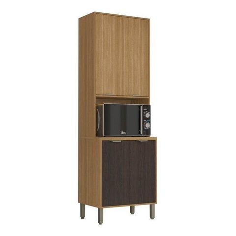 Paneleiro para Micro-Ondas com Nicho MDF 15mm Colors Marrom/Freijó/Nogueira Bourbon