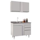 Ver imagem 1 de Armário Aéreo Indiana e Balcão Gabinete 100cm com Pia Inox Luziania Branco - Lumil Lumil Móveis Indi