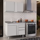 Ver imagem 2 de Armário Aéreo Indiana e Balcão Gabinete 100cm com Pia Inox Luziania Branco - Lumil Lumil Móveis Indi