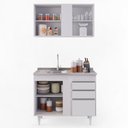 Ver imagem 3 de Armário Aéreo Indiana e Balcão Gabinete 100cm com Pia Inox Luziania Branco - Lumil Lumil Móveis Indi