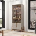 Ver imagem 7 de Buffet 170cm e Cristaleira com Pés de Madeira Maciça Lizz Bege/Off White/Cedro