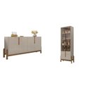 Ver imagem 2 de Buffet 170cm e Cristaleira com Pés de Madeira Maciça Lizz Bege/Off White/Cedro