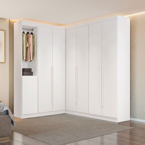 Guarda-Roupa Casal Modulado Andorra 7 Portas 6 Gavetas Branco - Pnr Móveis