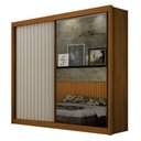 Ver imagem 1 de Guarda Roupa Casal 2 Portas São Paulo Gold Cinamomo Off White Ripado com Espelho - Leifer