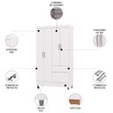 Ver imagem 3 de Guarda Roupa Solteiro 103cm 4 Portas Mayra Flex Branco V02 - Mpozenato