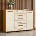 Ver imagem 1 de Mega Multiuso 7 Gavetas 2 Portas MDF-MDP com Chave Cinamomo Off White