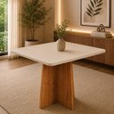 Ver imagem 1 de Mesa de Jantar Quadrada 4 Lugares Tulipa em MDF 90x90cm Mel