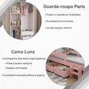 Ver imagem 6 de Conjunto Quarto Infantil Cama Luna Plus Rosa 2 Baús e Escada + Guarda-Roupa Paris 4 Portas - Branco