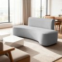 Ver imagem 1 de Sofá Feijão Orgânico Curvo 3 Lugar Suede Sala Contemporânea:cinza
