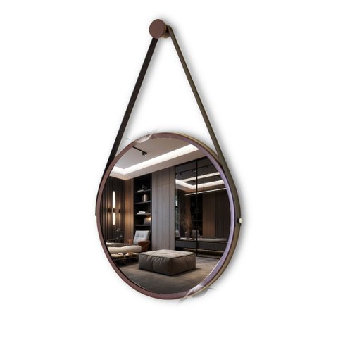 Espelho Redondo Decorativo Suspenso Alça 30cm Varias Cores