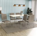 Ver mais imagens de Conjunto de Mesa Completo com 6 Cadeiras Estofadas Cmc996nk Kappesberg Crome