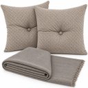 Ver imagem 3 de Kit Manta 120x150 Decorativa para Sofá + 2 Almofadas com Botão Estampada 50x50 - Tecido Malha e Almo