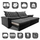 Ver imagem 3 de Sofá Retrátil e Reclinável 2,35m Molas Ensacadas Cama inBox Big Space com Bordado 3D Velusoft