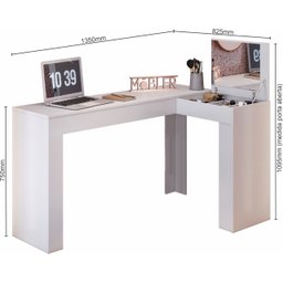 Escrivaninha De Canto Com Camarim Jade Branco - Ninho Decor - 2