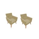 Ver imagem 1 de Kit 02 Poltrona Nina Captone Decorativa Suede Bege para Escritorio, Sala Salão Biselos-decor