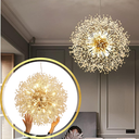 Ver imagem 1 de Luminária Pendente 66cm Dente Leão 1292 Cristais Dourado 16 X G9 Lustre Teto Gimpo Kjdd-l-458-gold