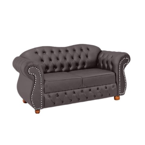 Conjunto c/ 2 Namoradeiras Chesterfield Merlo - Veludo Cinza Médio / Decoração, recepção, sala tv es