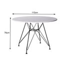 Ver imagem 2 de Mesa Eiffel Redonda 110Cm Tampo De Madeira Branco Com Base De Ferro Preto - Cor: Branco