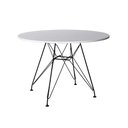 Ver imagem 1 de Mesa Eiffel Redonda 110Cm Tampo De Madeira Branco Com Base De Ferro Preto - Cor: Branco