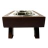 Comedouro Duplo Elevado Doha Madeira Potes Inox Gatos E Cachorros - 4