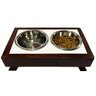Comedouro Duplo Elevado Doha Madeira Potes Inox Gatos E Cachorros - 5