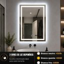 Ver imagem 4 de Espelho LED Retangular Touch 3 Cores de Luz para Banheiro 80x60 cm Bivolts 110/220V