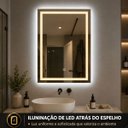 Ver imagem 3 de Espelho LED Retangular Touch 3 Cores de Luz para Banheiro 80x60 cm Bivolts 110/220V