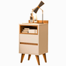 Mesa de Cabeceira Quarto Apoio Lateral Cama Box Casal Estilo Decoração Retrô Álamo 2 Gavetas - Offwh - 3
