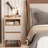Mesa de Cabeceira Quarto Apoio Lateral Cama Box Casal Estilo Decoração Retrô Álamo 2 Gavetas - Offwh - 6