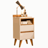 Mesa de Cabeceira Quarto Apoio Lateral Cama Box Casal Estilo Decoração Retrô Álamo 2 Gavetas - Offwh - 1