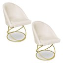Ver imagem 1 de Kit 02 Cadeiras Poltrona de Jantar Bela Veludo Base Metálica Luxo Dourado - Pallazio Cor Rosê