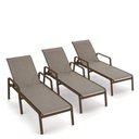 Ver imagem 1 de Kit 3 Espreguiçadeira Piscina Alumínio Marrom Tela Mocca