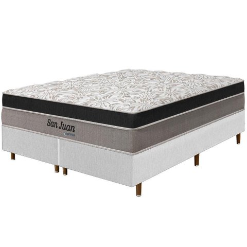 Cama Box Branca + Colchão King Size San Juan Molas Ensacadas Pillow Paparazzi 193x203x72cm