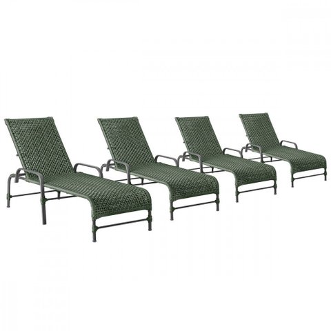 4 Espreguiçadeiras Reclinavel Catar Preto Corda Nautica Trama Original