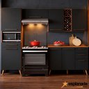 Ver imagem 2 de Armário de Cozinha Completa com Adega 7 Portas 4 Gavetas Favorita Preto/Nature