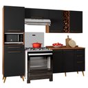 Ver imagem 6 de Armário de Cozinha Completa com Adega 7 Portas 4 Gavetas Favorita Preto/nature