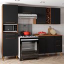 Ver imagem 3 de Armário de Cozinha Completa com Adega 7 Portas 4 Gavetas Favorita Preto/nature