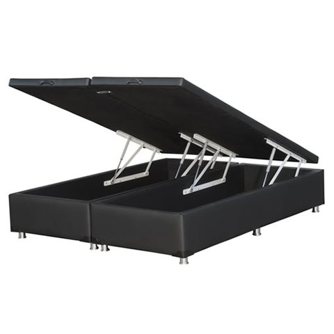 Base Box Baú Articulada King 193cm - Tcs 134 - Sintético Preto - 4 Pistões